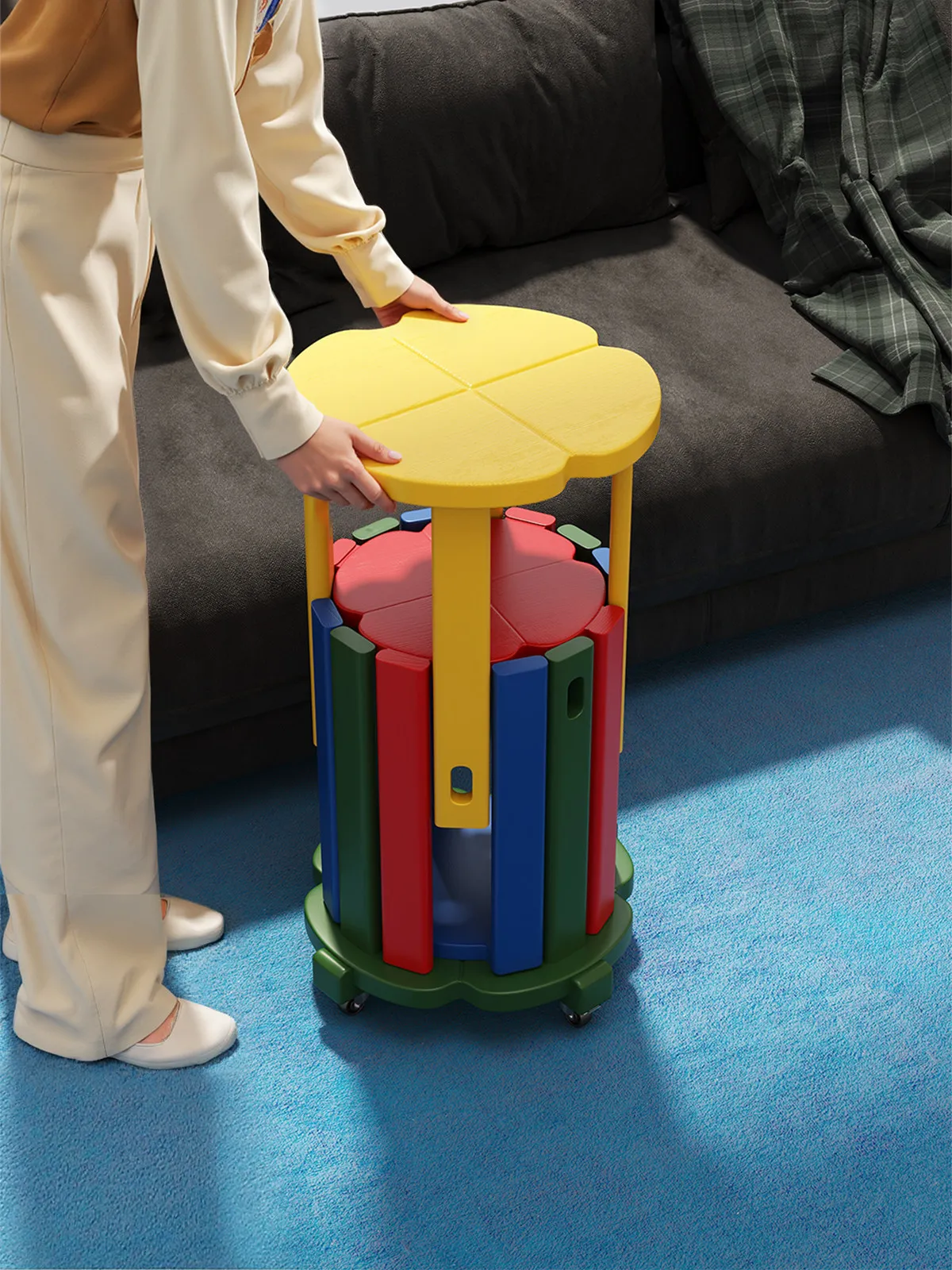 DSA solid wood stackable stool is a durable four-in-one light luxury luxury guest spare stool for home use