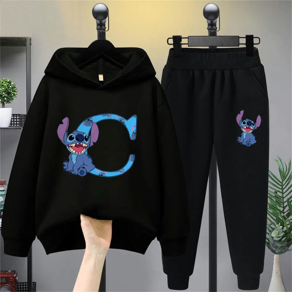 Lilo And Stitch Hoodie Set Birthday Lucky Letters Children\'s Clothing Girls And Boys Harajuku Pattern Hoodie Baby Casual