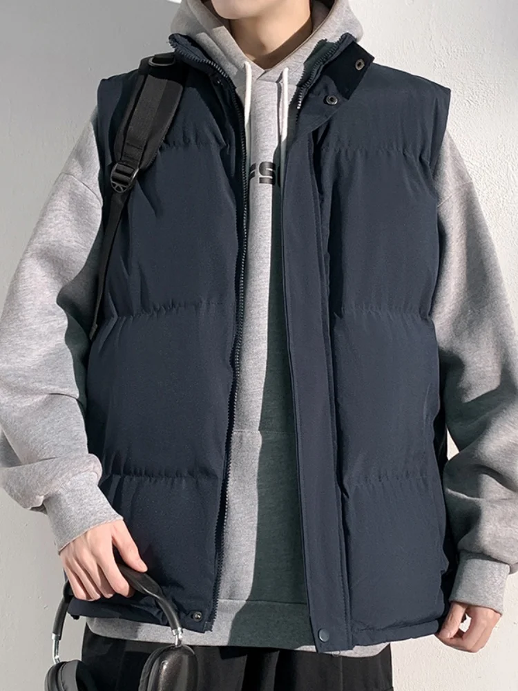 

Мужской утепленный зимний жилет 2024: Новинка, стильный, с воротником-стойкой, для молодежи, модная повседневная верхняя одежда