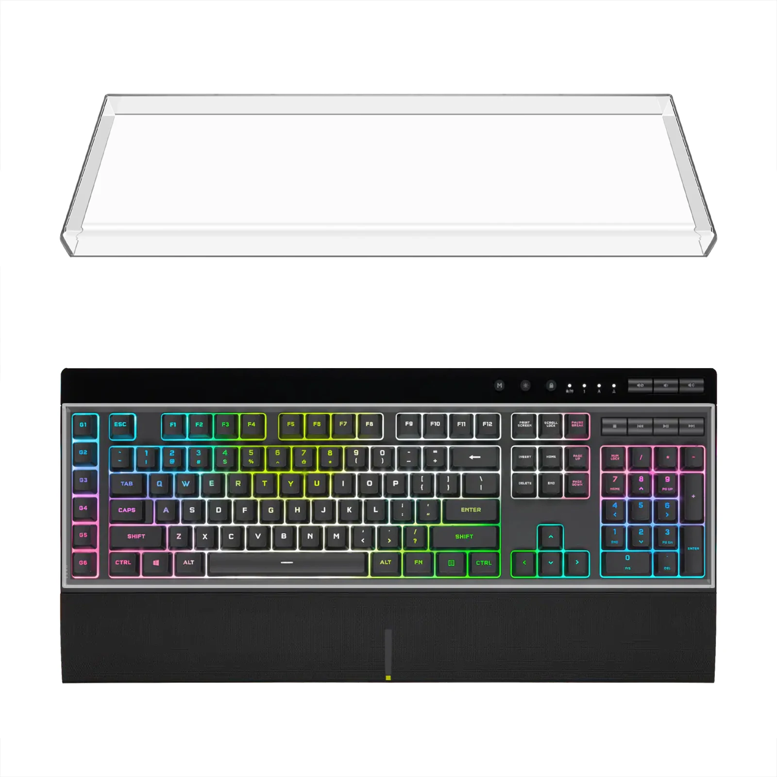 Geekria Full Size Acrylic Keyboard Dust Cover for 6 Dedicated G-Keys Keyboard, Compatible with Logitech G613, Corsair K100 RGB