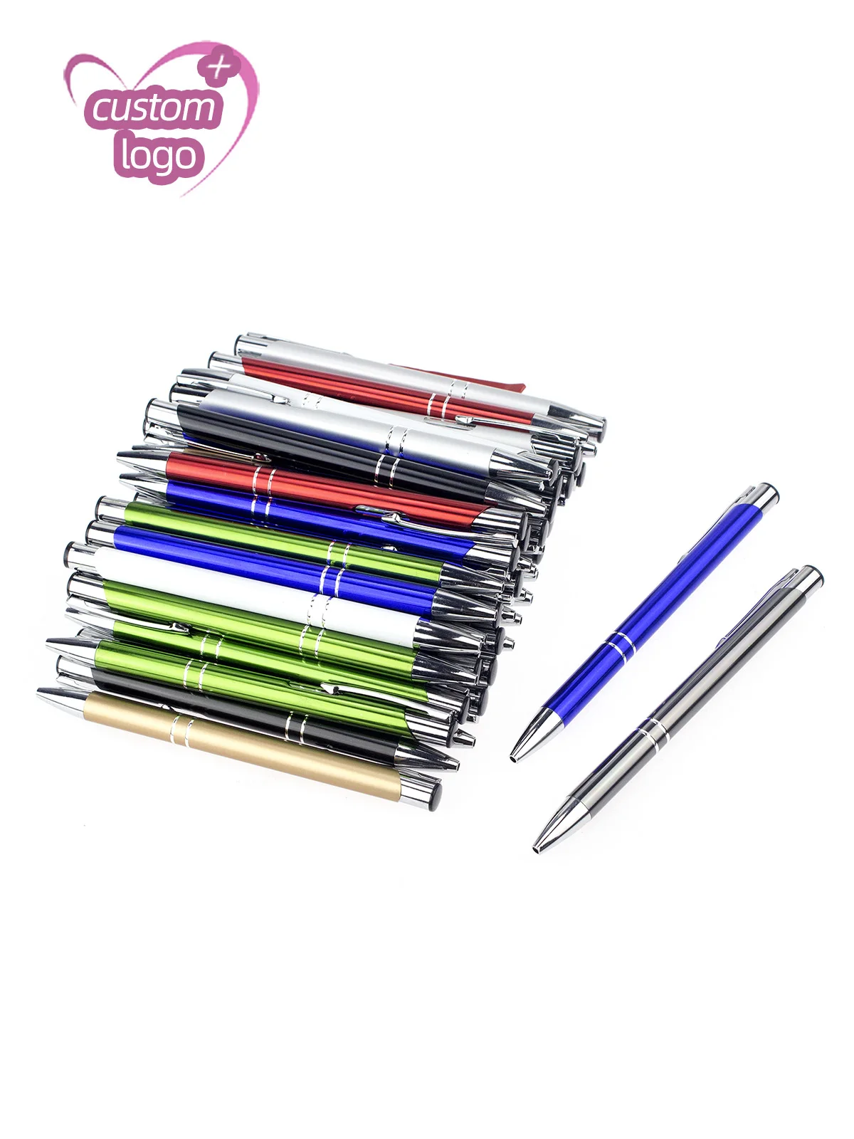 

50pcs Customize Ball Pen Logo Gift Ballpoint pens Colorful Metal Barrel Promotion Advertise Display Personalized Wholesale Lot