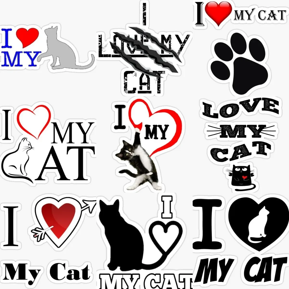 

I Love My Cat Creative Sticker Motorcycle Vinyl Glass Laptop Car Window Accessories Wall Truck Door Room Helmet Camper Decal