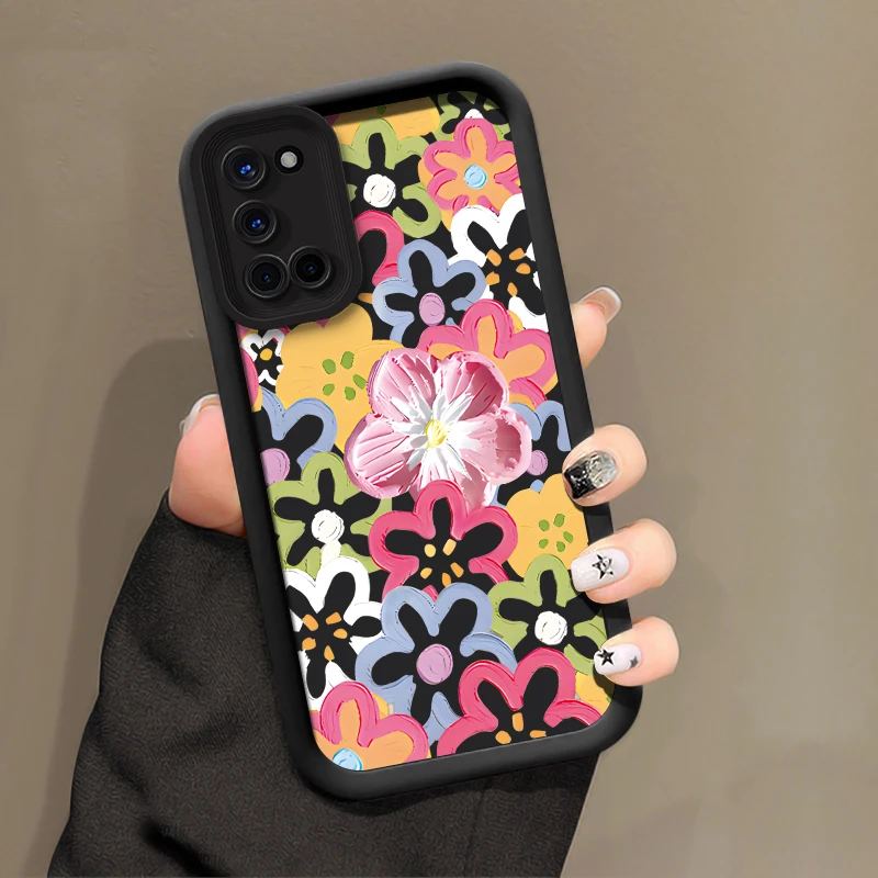 حافظة هاتف لهاتف OPPO Realme Narzo N65 N63 N55 N53 50i 50A Prime 30 Pro 70X 60X Note 50 60 GT 6 Neo 5 غطاء سيليكون على شكل زهرة عصرية