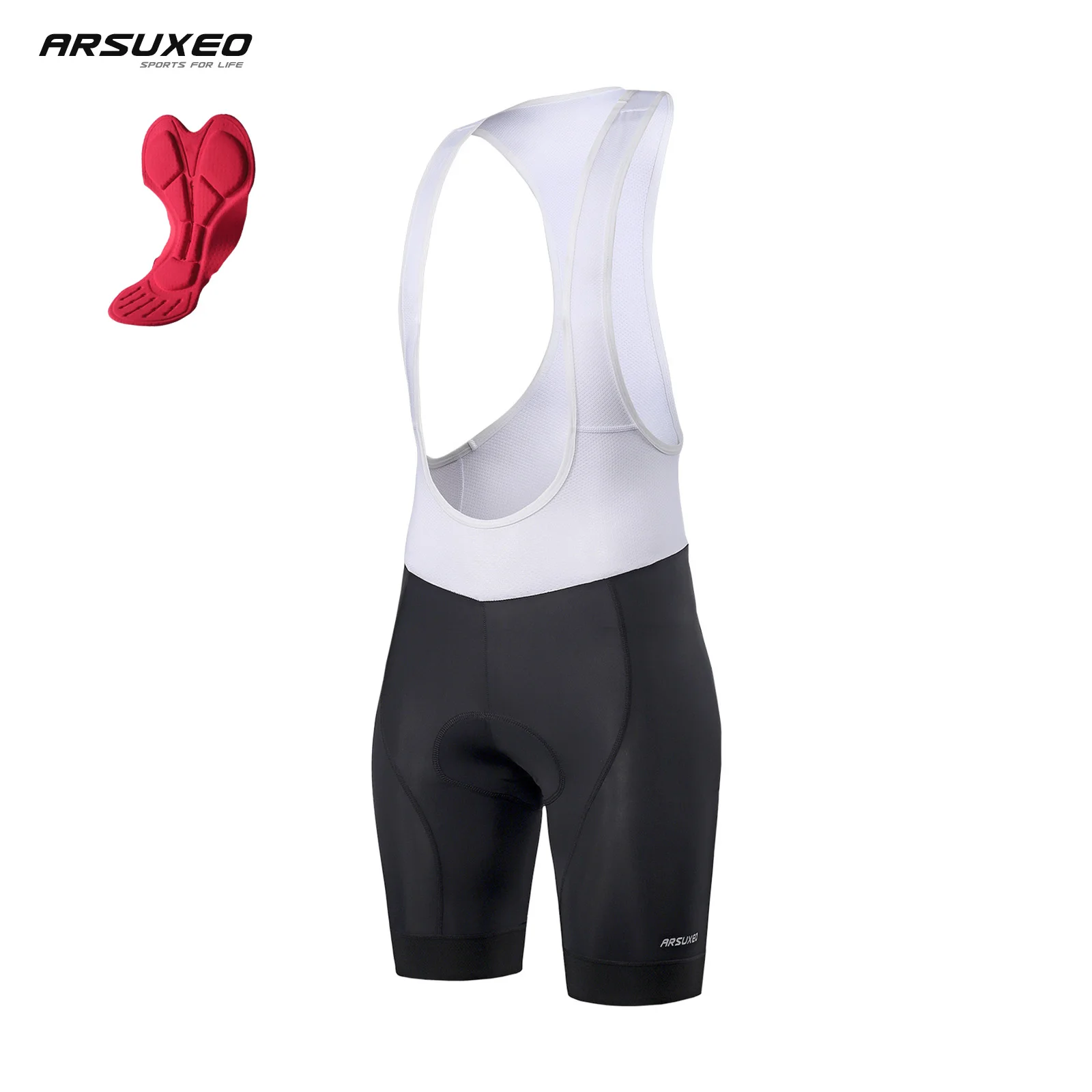 ARSUXEO Cycling Bib Shorts Men  Legging Bicycle Pro Team Outdoor Tight High Density Cushion Reflective Bike Underwear Padded 008