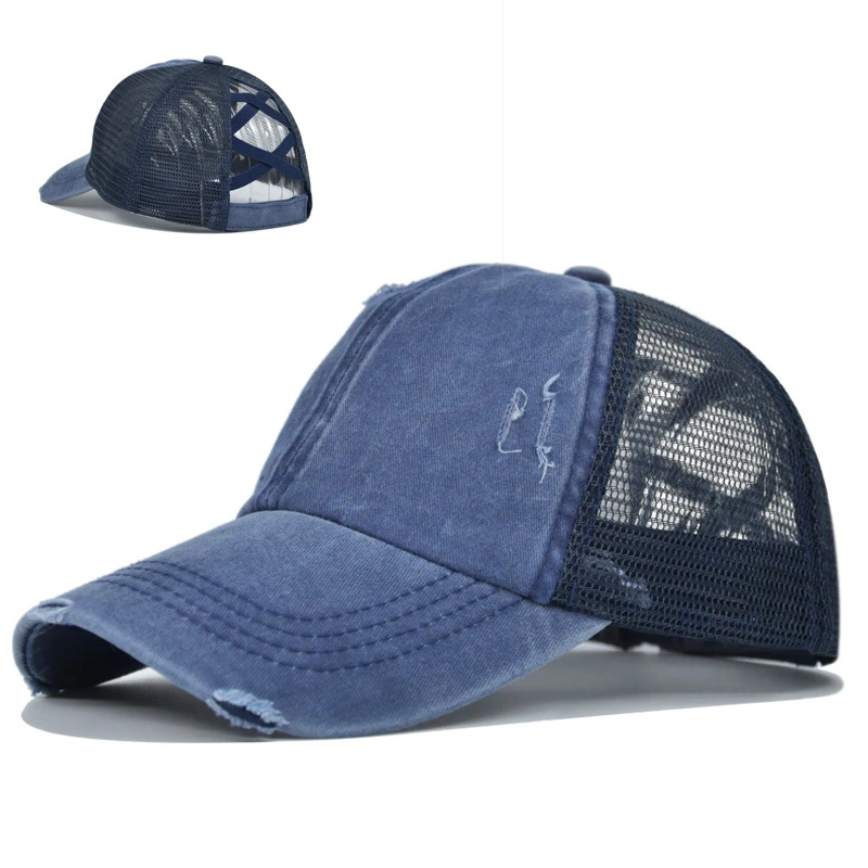2026 New Ponytail Baseball Cap Summer Women's Adjustable Cowboy Hat Summer Sun Hat Casual Cotton Girl Snapback Mesh Cap view 3