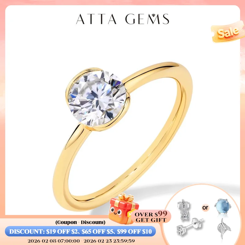 

ATTAGEMS S925 Sliver D Color Round Cut 1CT Moissanite Rings for Women Men With Certificed 10K 14K 18K Gold Fine Jewelry New