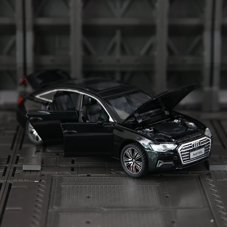 Simulación 1:32, colección de adornos de modelo de coche de aleación Audi A6L, puertas y capó de motor, maletero se puede abrir, mano de obra fina