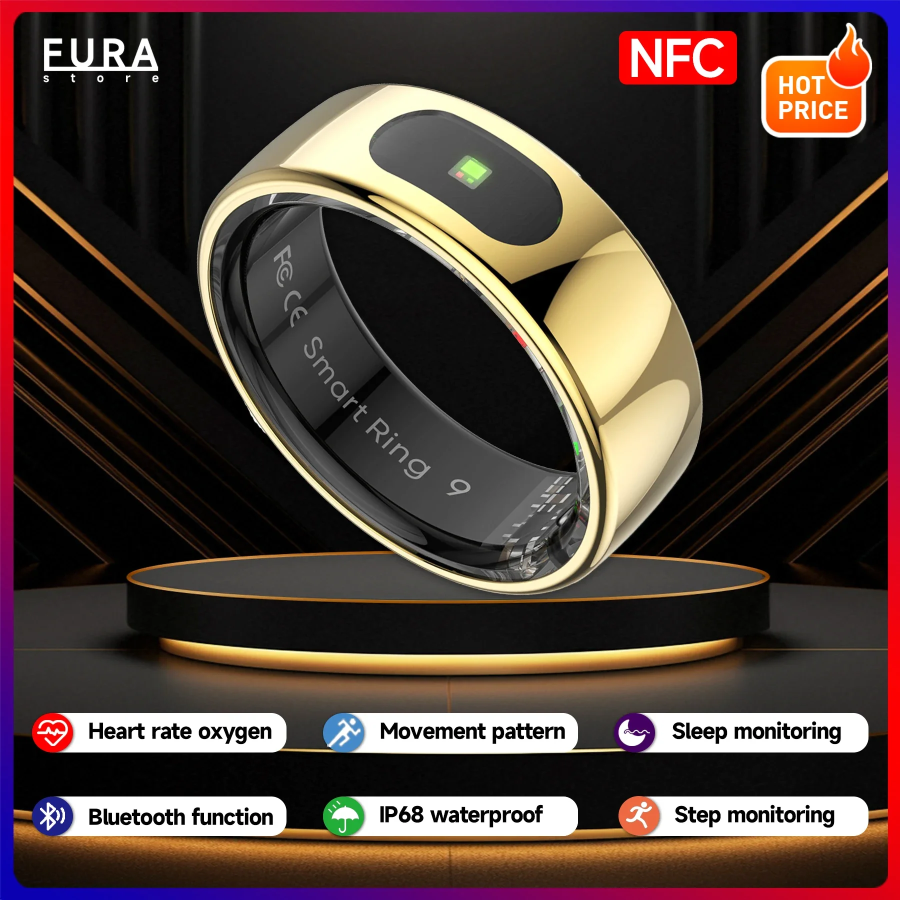 2025 Nuevo R08 Smart Ring Monitor de ritmo cardíaco durante el sueño IP58 impermeable Bluetooth compatible con 5.0 múltiples modos deportivos Android IOS