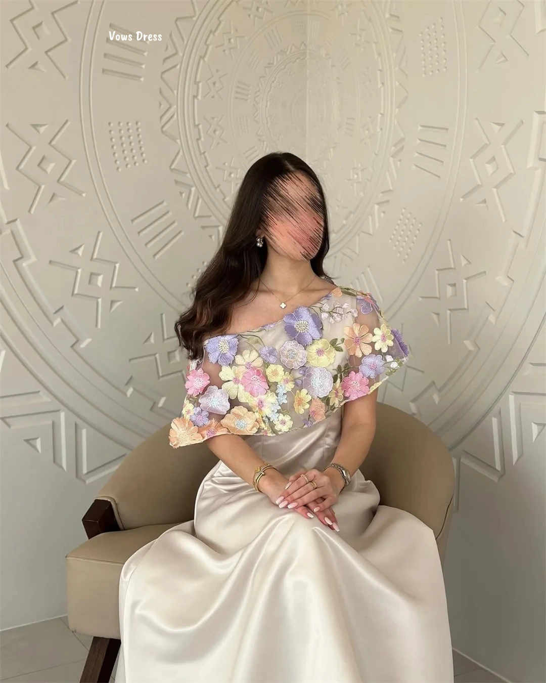 

Vows Вечерние платья на заказ Элегантные вечерние платья 2025 Цветочная линия Женское вечернее платье Женский атласный халат Вечер