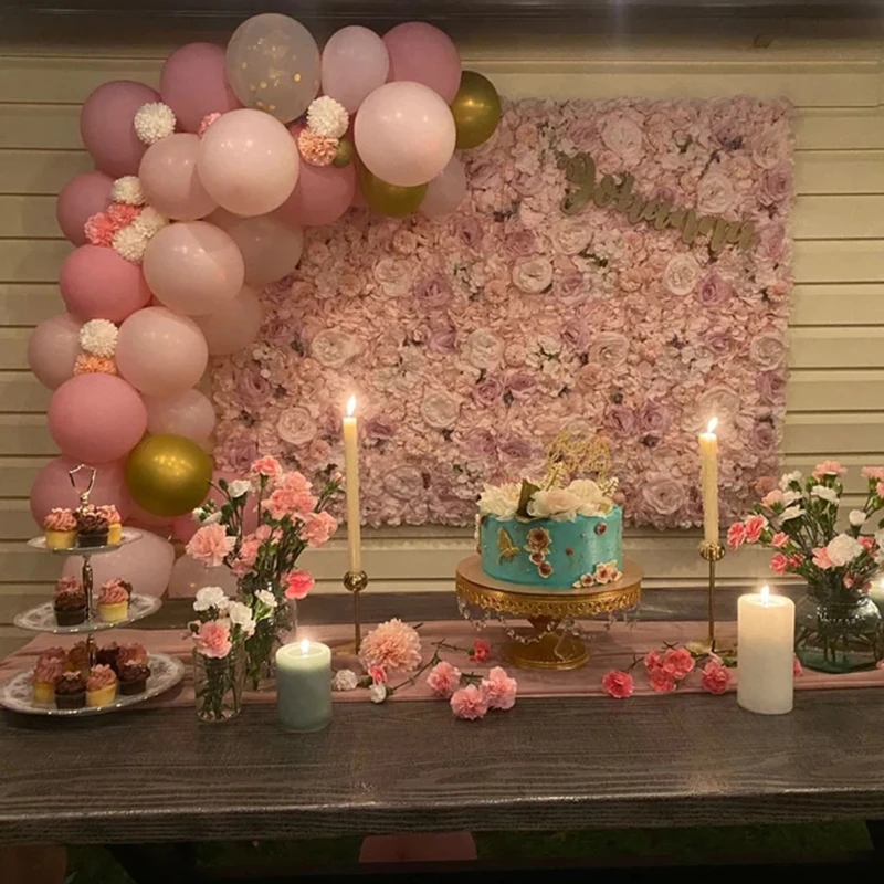 

1pc Silk Roses Centerpieces Artificial Flower Wall Backdrop Panels Decoration for Anniversary Home Party Christmas Decoration