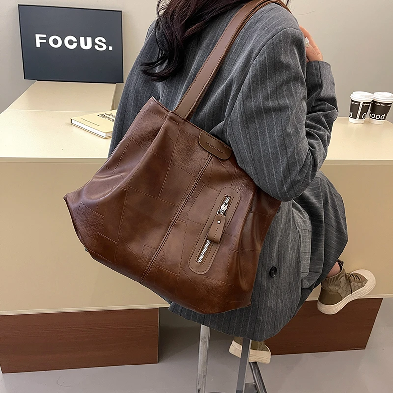 

Винтажная женская сумка, кожаная сумка через плечо для элегантной сумки через плечо, повседневная классическая дизайнерская сумка