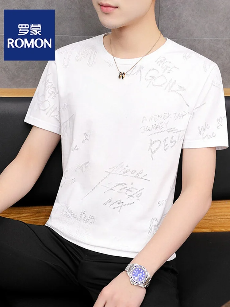 

Мужская летняя тонкая футболка из чистого хлопка с вышивкой и ажурными вставками, приталенный крой, в корейском стиле