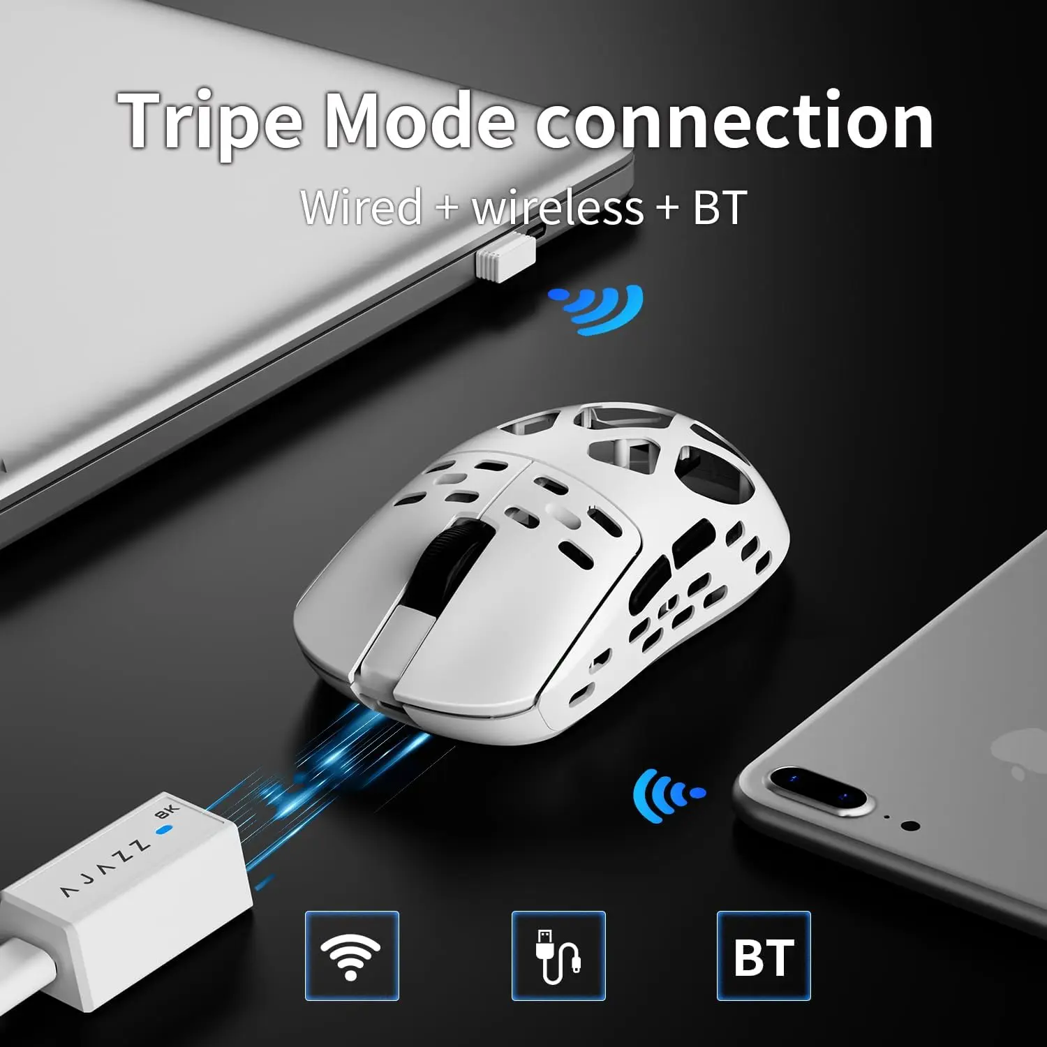 

AJAZZAM3 Magnesium Alloy Mouse Lightweight Version PAW3950 Gaming Mouse Wireless Three Modes Black Mythology Transmission