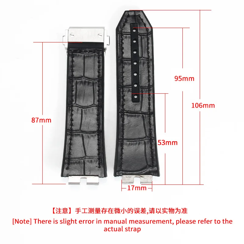Leather Rubber Watch Strap For Hublot BIG BANG 411/401/415 Curved 17mm X 27mm Man Silicone Band Replacement Accessory Bracelet