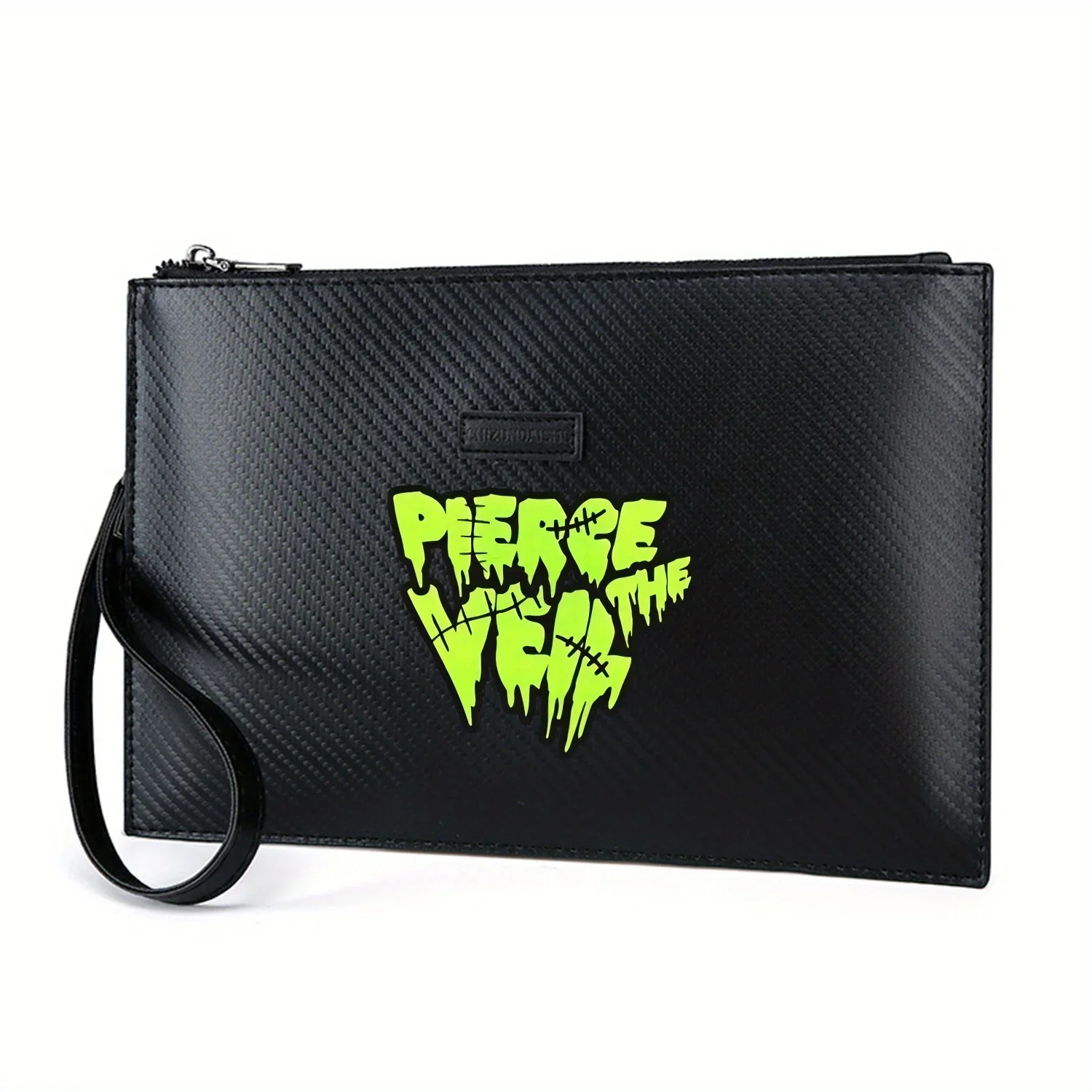 Logo style text design stitched drops Elegant Printed PU Men's Handbag Fashionable and Practical for Everyday Carry