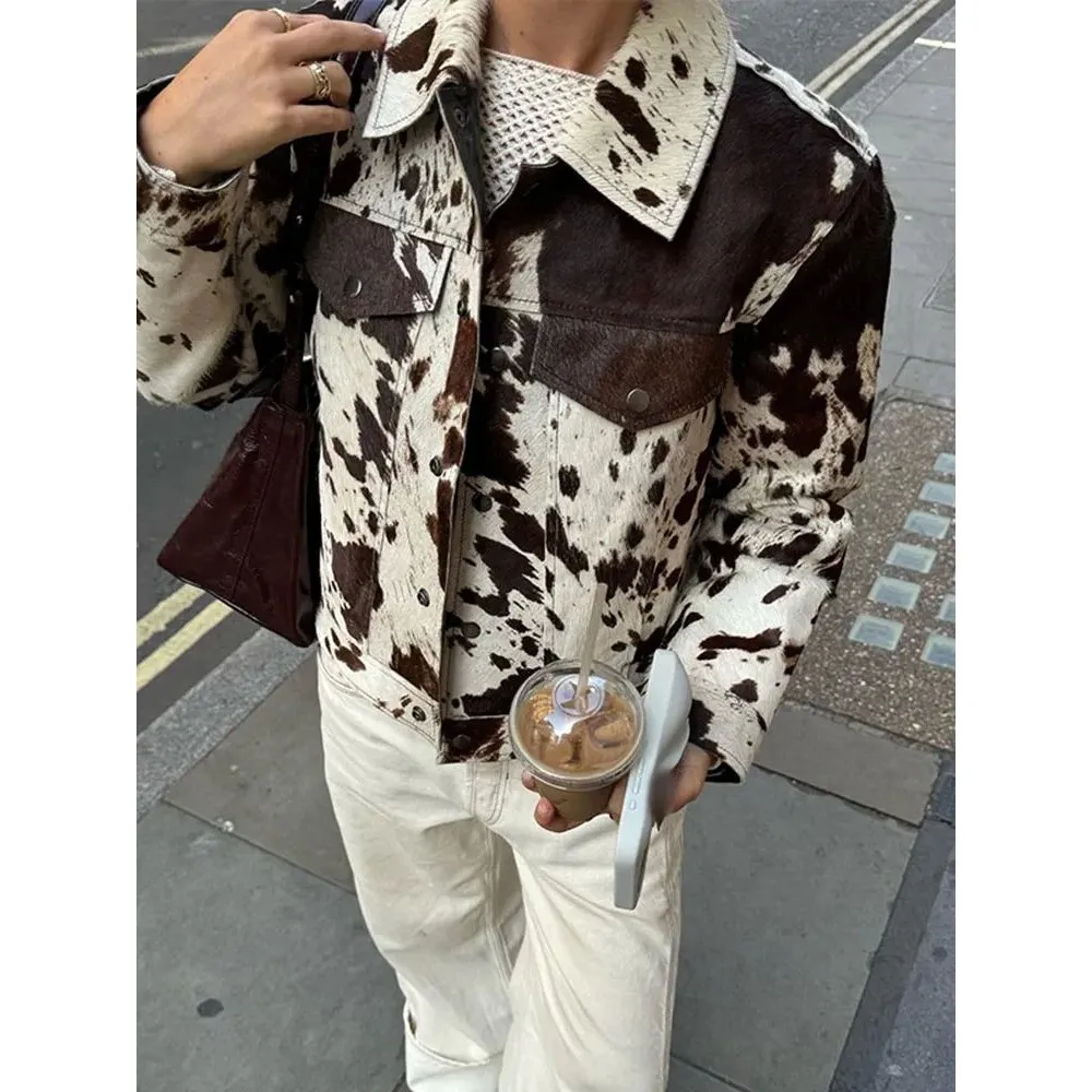 

Faion Printed Zipper Jaet Women's Casual Single Breasted ort Outerwear Cleanfit Sle Other Material 00% Winter Season