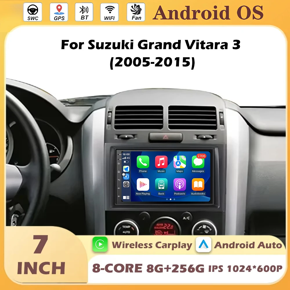 

Touch Screen For Suzuki Grand Vitara 3 2005-2015 Car Video Multimedia Player GPS Navigation Android Auto Wireless Carplay BT DVR