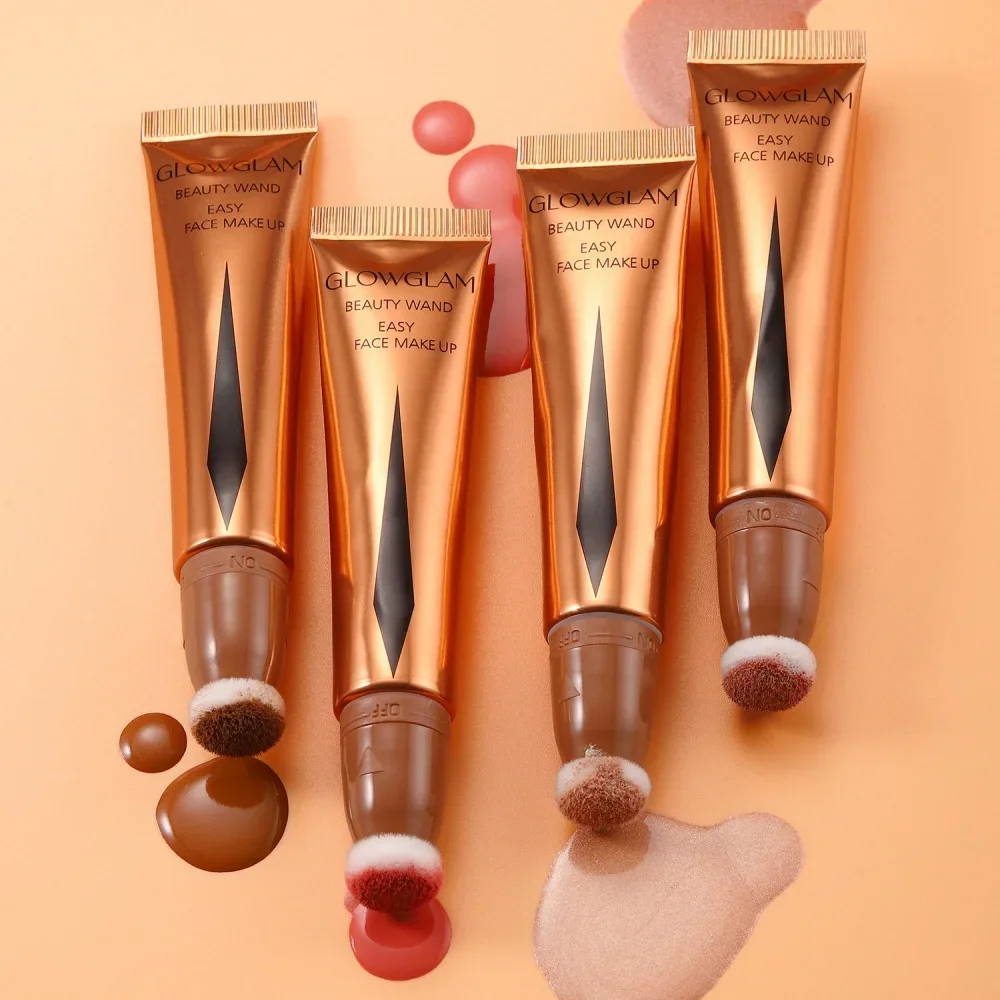 กันน้ํา Contour Blusher Beauty Wand Highlighter Blush พร้อมเบาะ Liquid Face Bronzer Wand Stick Applicator แต่งหน้าเครื่องสําอาง