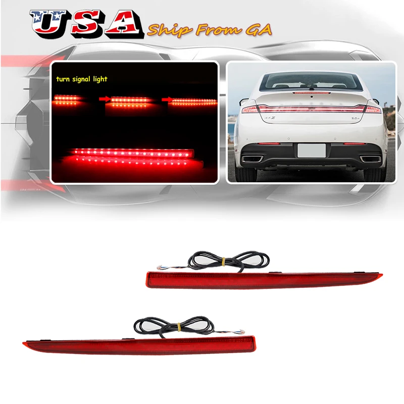 3 IN 1 Replacement 3D Optic LED Red Led Smoked Lens Bumper Reflector For Lincoln MKZ Tail Lights Turn Signal Brake Stop & Rear Fog Lamps 2013-2020