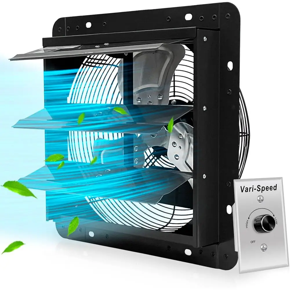 12 Wall-Mounted Exhaust Fan with Speed Control for Attic Cooling, Ventilation in Greenhouses, Windows, Sheds, Workshops, and Gar
