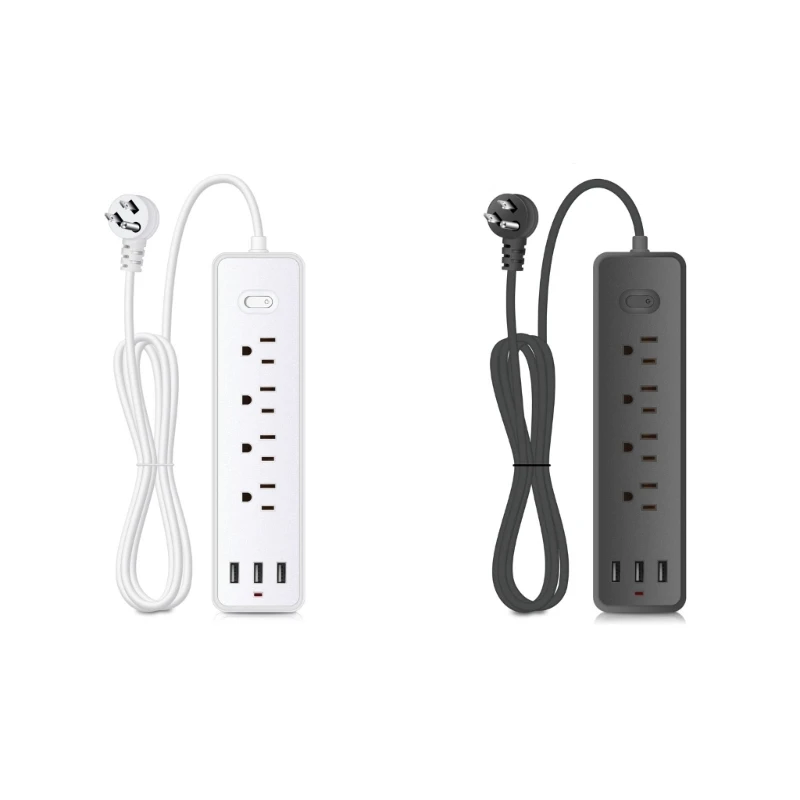 Multifunctionele Power Strip Met 1.2M Verlengsnoer 4 Ac-Outlets 3Xusb Poorten