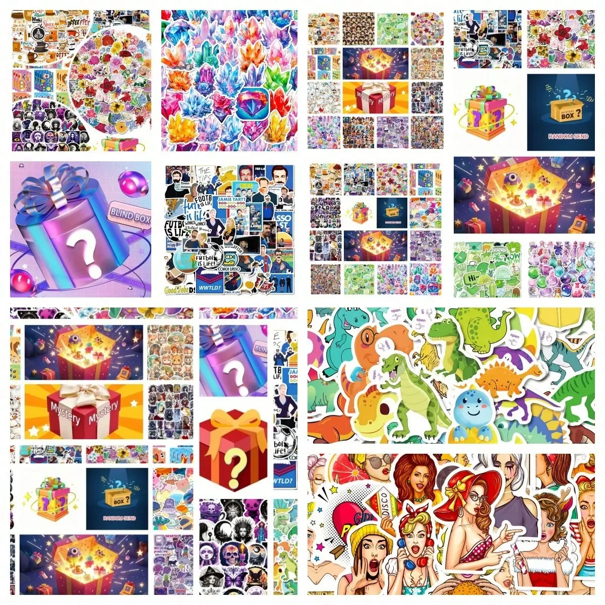 

Mysterious Surprise Random Style 50pc Sticker Gift Box Blind Box Blind Selection, Suitable For Birthday And Festival Gifts, Adding Surprises To Life