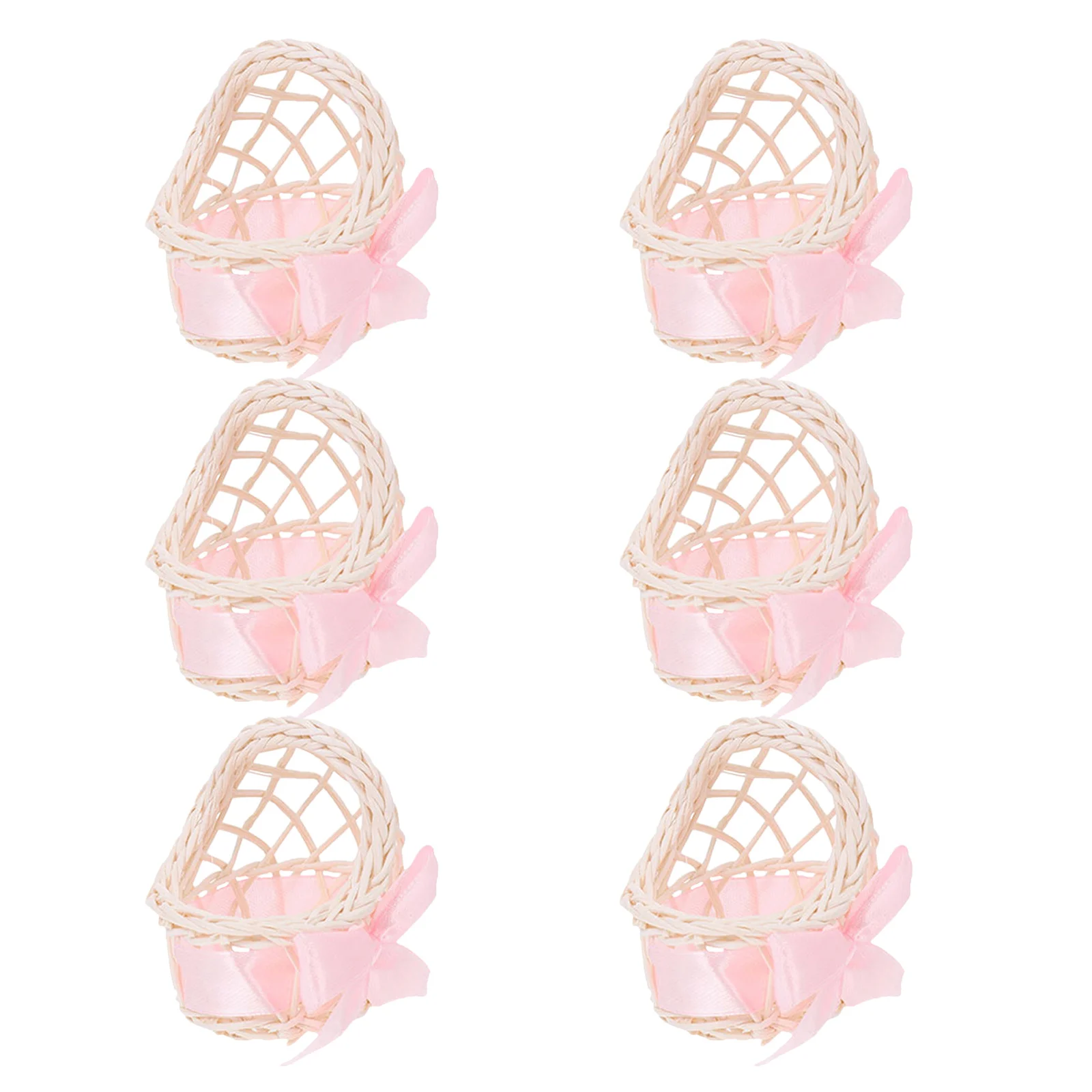 

6pcs Miniature Flower Decor, Small Craft Basket For House Supplies, Mini House Ornament, Woven Basket Model, Kids Gift
