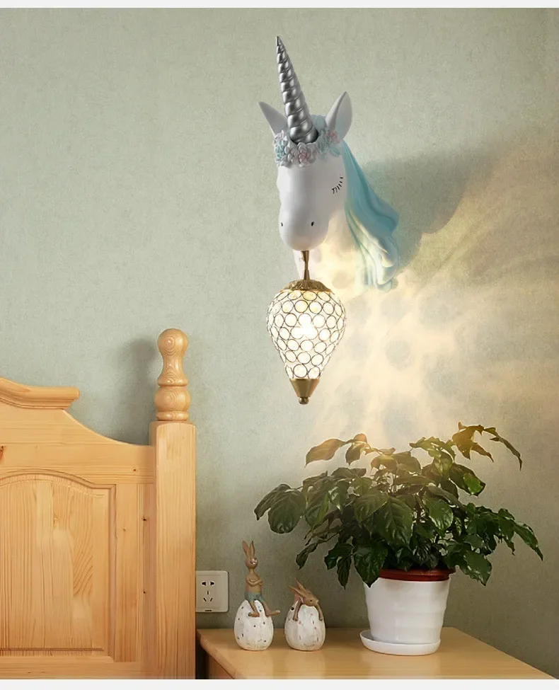 Nordic Einfache Schöne Einhorn Led Wand Lampe Schlafzimmer Nacht Lampe Mädchen Rosa Kreative Zimmer Leuchte Wand Lichter Cartoon Einhorn Lampe