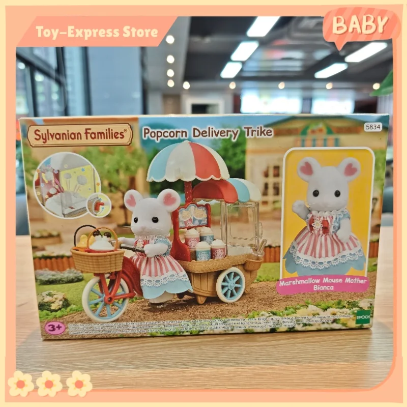 Sylvanian Families Calico Critters Filles Enfants Jouets Miniature Mignon Poupée Jouets Pour Enfants Fille Anime Figures Popcorn Livraison Tricycle