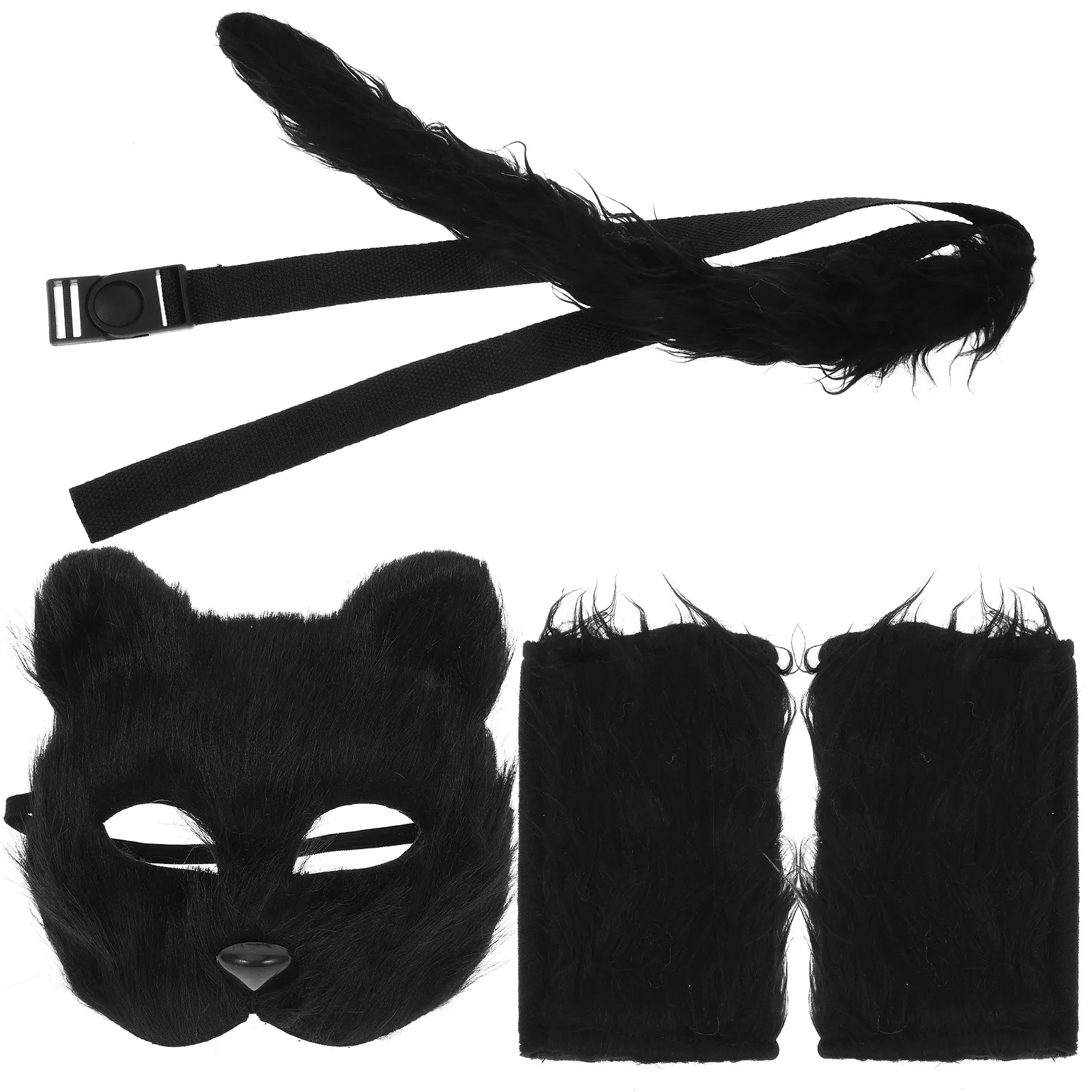 1Set Animal Cosplay Costume Set with Wolf Mask Gloves Tail for Party Role Playing Performance Festival Photo Prop Accessory