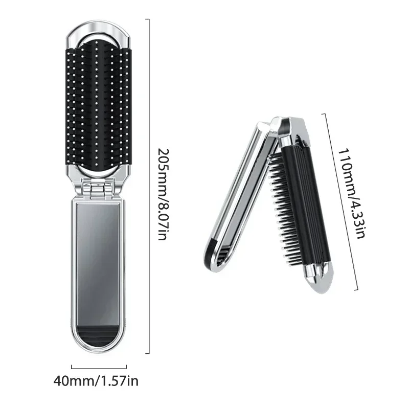 Foldable Hair Comb Portable Massage Brush Head Scalp Massager Anti-Static Travel Combs Mirror Girls Hairdressing Styling Tools