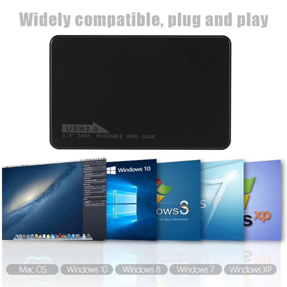 Корпус для жесткого диска GRWIBEOU SATA-USB 2,0, 2,5 дюйма, корпус для мобильного жесткого диска с кабелем USB 2,0, корпус для внешнего накопителя SSD