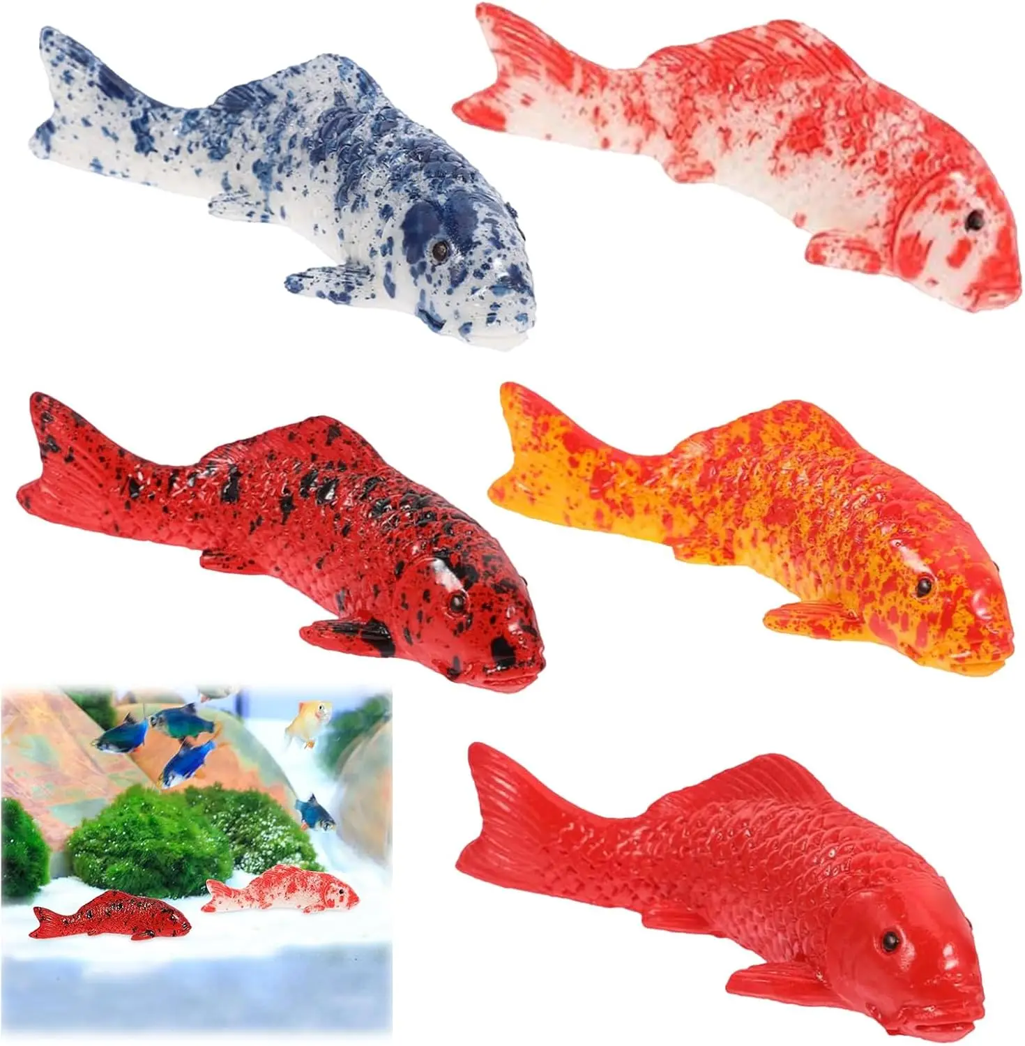 Adorable Mini Koi Fish Ornament Resin Cute Carp Figurine Simulation Small Statue Fairy Garden Decoration Gift Cartoon Home Decor