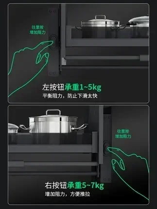 Kitchen high cabinet, hanging cabinet, pull basket, cabinet, all aluminum lifting pull basket, buffering, pull-down