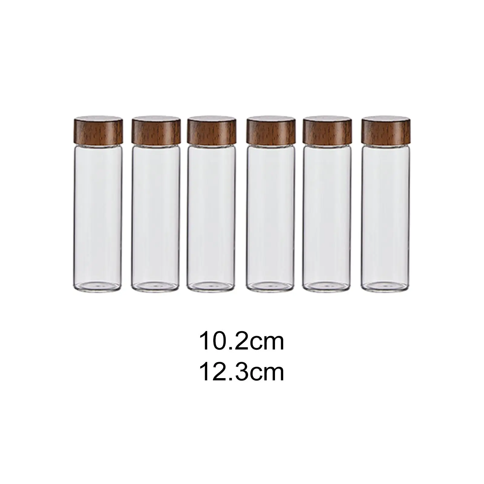 6Pcs Glass Test Tubes Refillable with Airtight Lids Coffee Beans Storage Containers for Pantry Retail Countertop