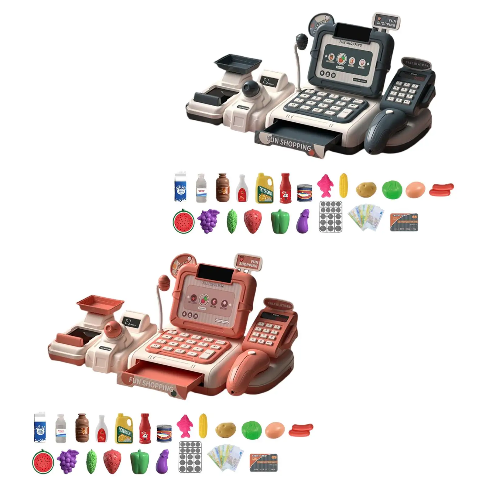 Kids Supermarket Cash Register Playset Grocery Store Cash Register Set for Toddlers