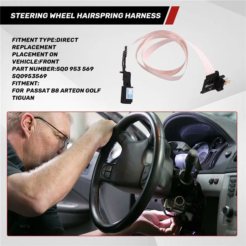 Steering Wheel Hairspring Harness Steering Column Harness With Plug 5Q0 953 569, 5Q0953569 For VW Passat B8-X67A