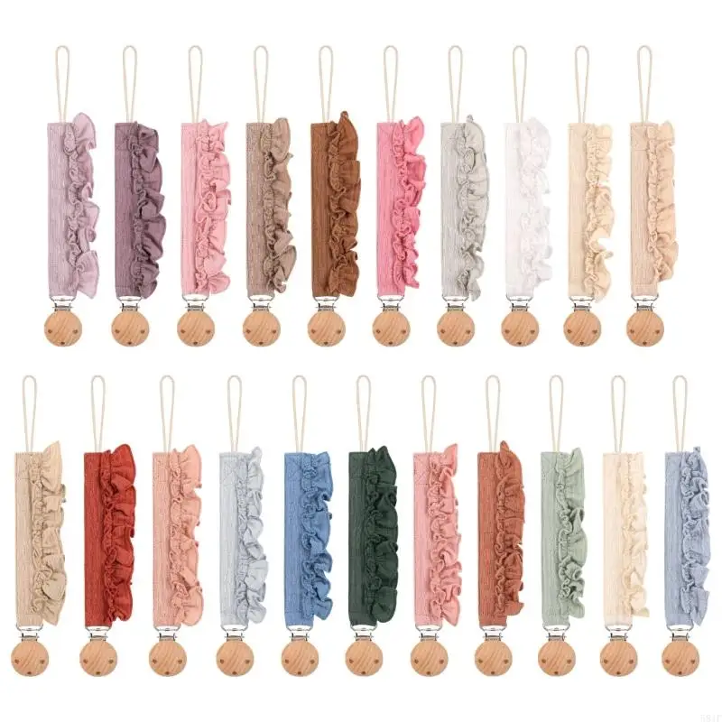 

581F Soft Cotton Pacifier Clip With Decorative Lace Detailing Secure Attachment For Baby Teething Toy And Accessories Easy To