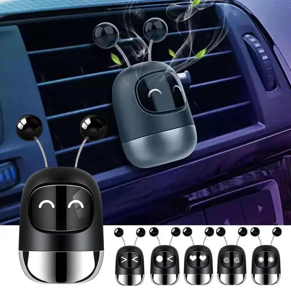 Mini Robot Car Air Freshener, Air Vent Clip, Aromaterapia, Aromaterapia, Interior Automotivo, Auto