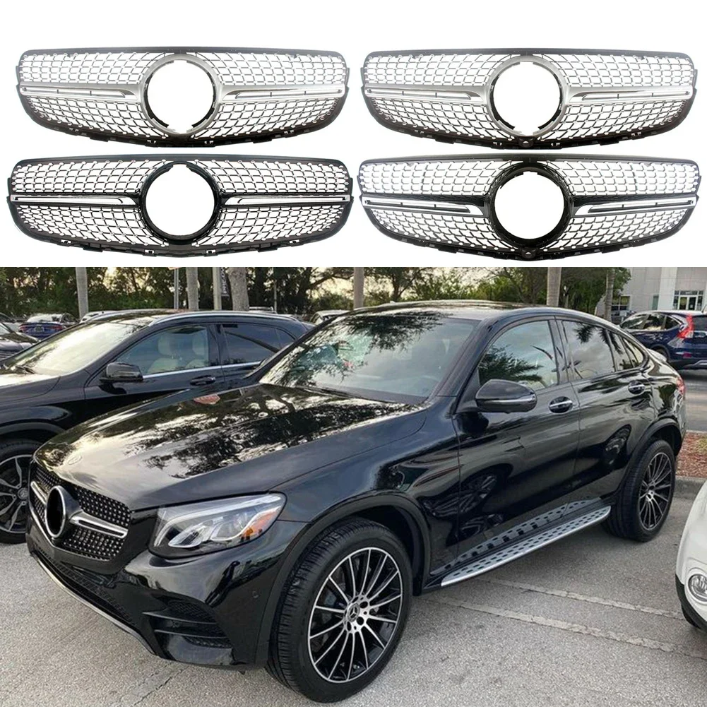 Front Racing Center Grille Facelift Bumper Grill For Mercedes Benz W253 GLC 220 GLC250 GLC300  2015 2016 2017 2018 2019 Diamond