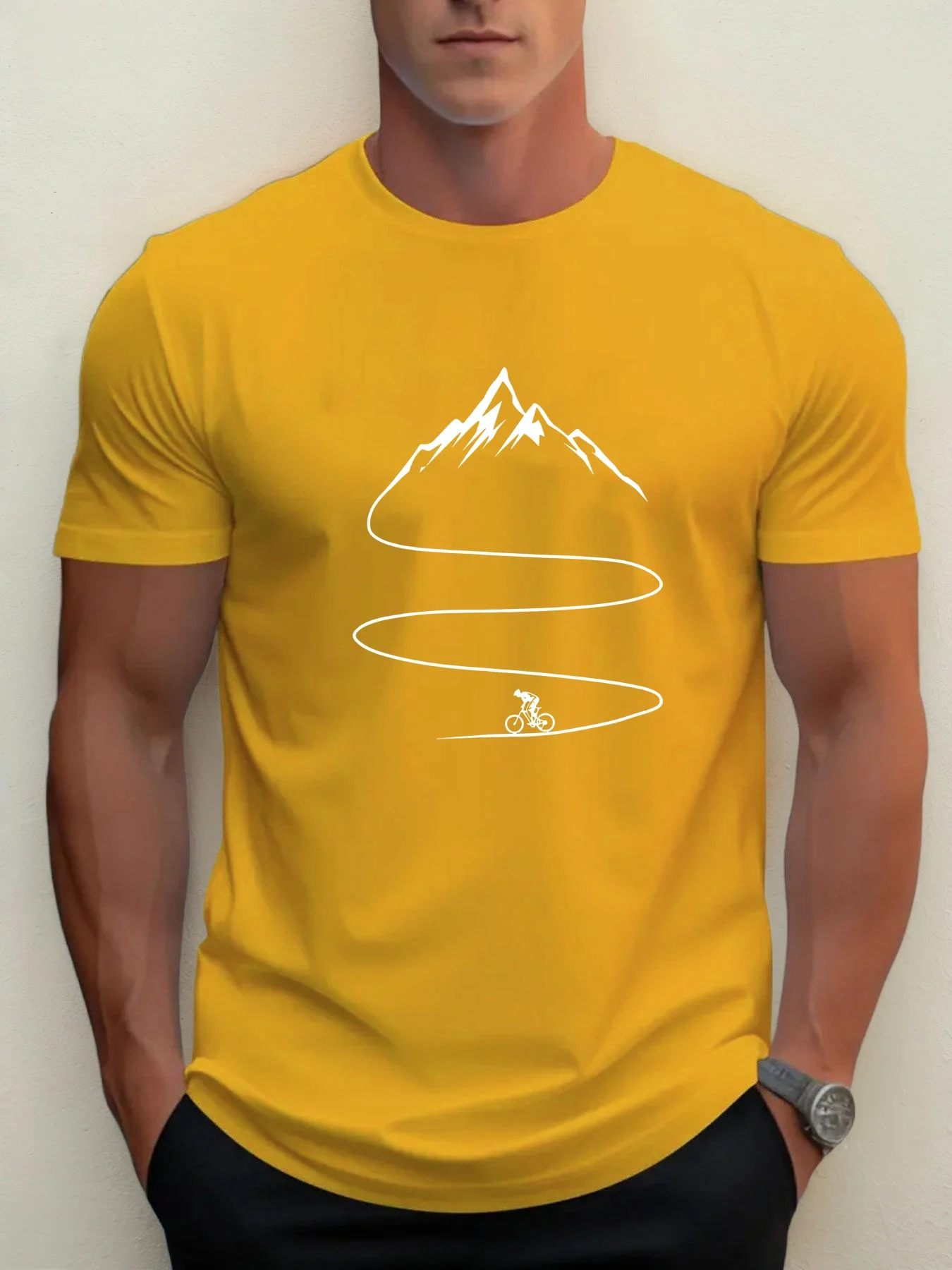 AliExpress GUILAN Men's Summer 100% Cotton Fashion Bicycle Mountaineering Pattern Printed Casual Loose Sports Round Neck Short Sleeve T-shirt Top