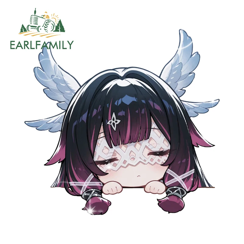 EARLFAMILY Super Cute Columbina Genshin Impact Car Peeker Decals Fantasy Anime Fuel Tank Cap Decal Beautiful Custom Printing