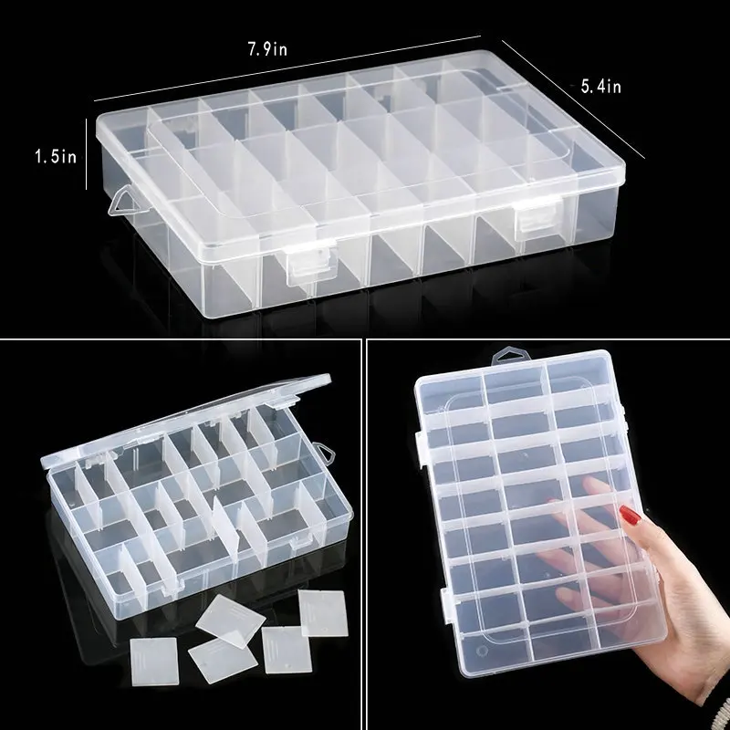 Transparante Plastic Opbergdoos Sieradendoos Compartiment Verstelbare Container Voor Kralen Oorbel Doos Voor Sieraden Rechthoek Box Case