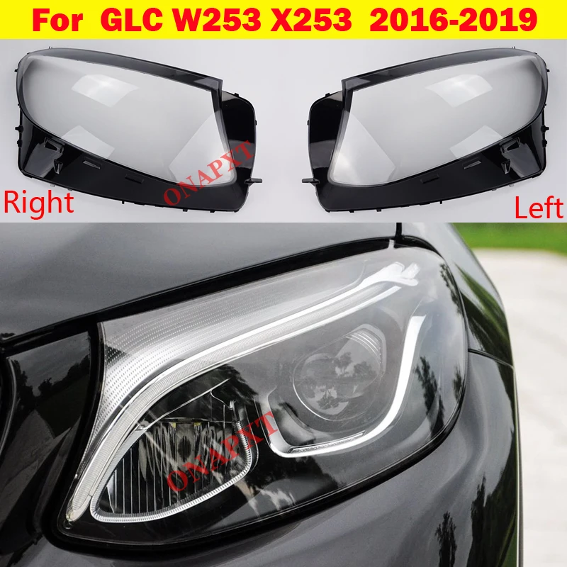 Clear Car Headlight Cover Lamp Shade Auto Lens Glass Shell For Mercedes-Benz GLC class W253 X253 GLC200 GLC260 GLC300 2016-2019