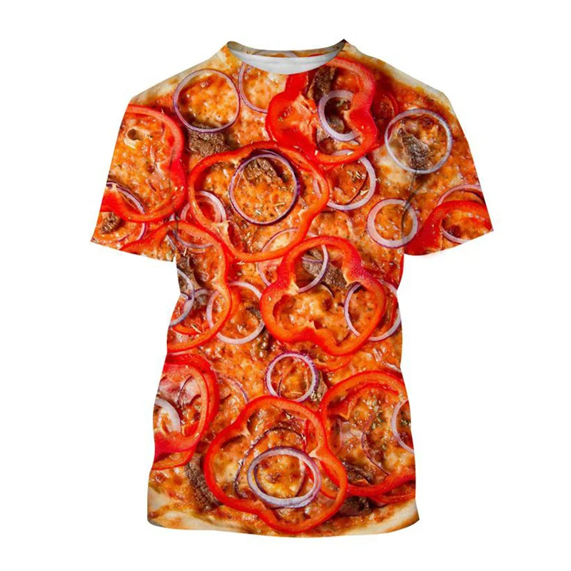 Food Sausage Pizza 3d Printed T-shirt Men Summer Casual Short Sleeve Tees Funny Hip Hop Party Cosplay Tshirt Top Unisex Clothes