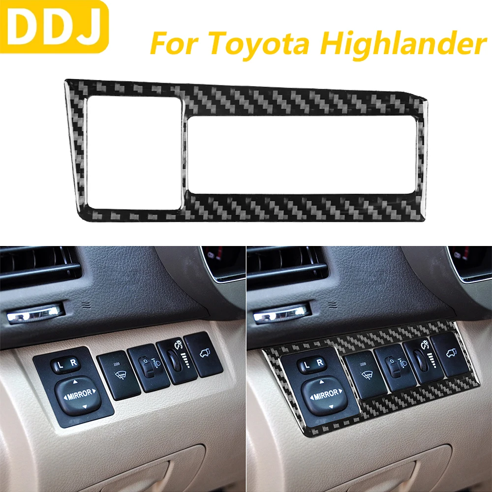 

Для Toyota Highlander 2008-2013 зеркало заднего вида из углеродного волокна, складной переключатель фар, панель управления, накладка, автомобильные аксессуары, наклейка