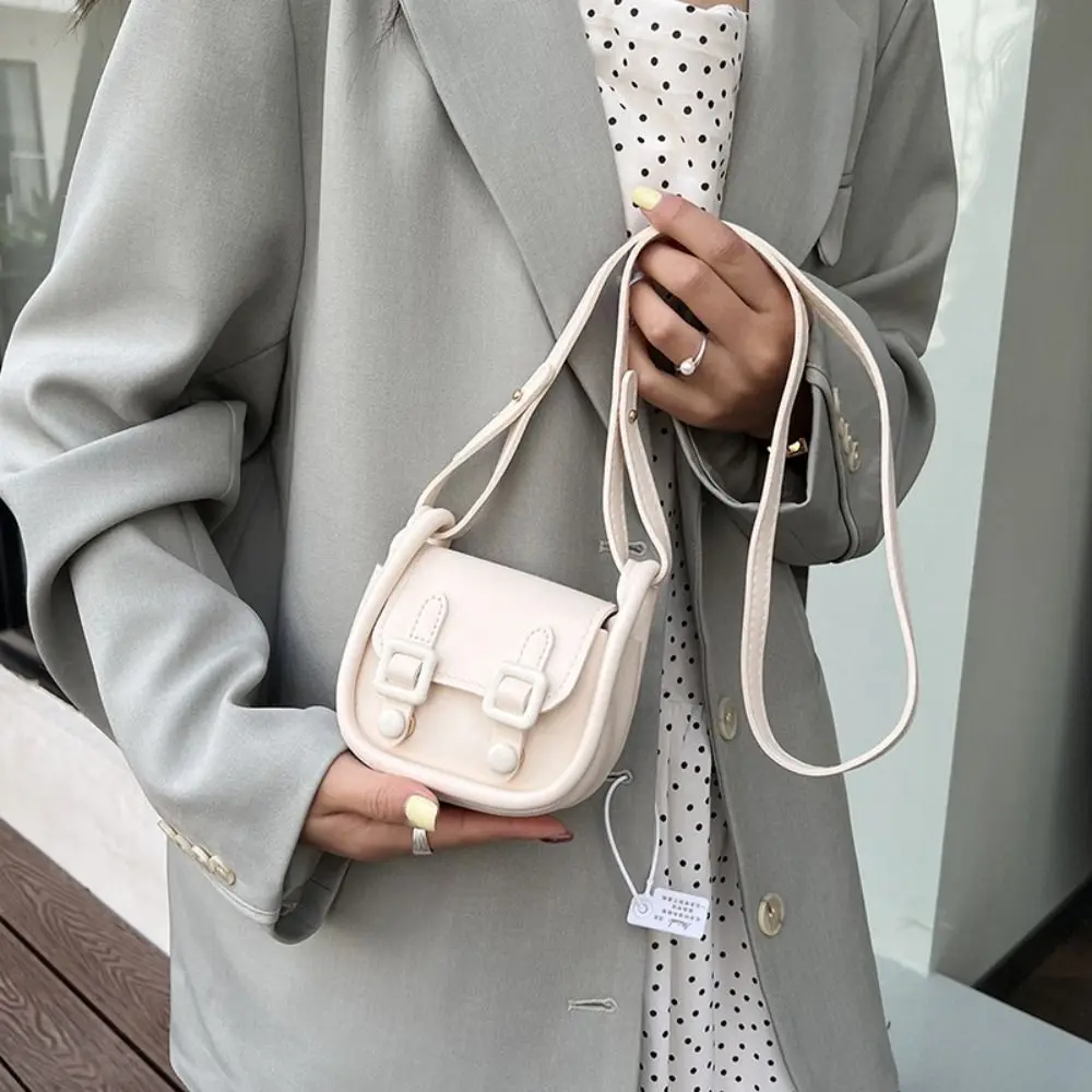 حقيبة سرج صغيرة أنيقة بلون الحلوى من جلد البولي يوريثان حقيبة مربعة صغيرة حقيبة أحمر الشفاه الفرنسية الرجعية للنساء #3