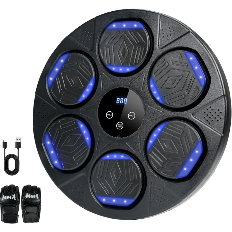 آلة الملاكمة الموسيقية المثبتة على الحائط مع اتصال بلوتوث للبالغين والأطفال معدات التمرين التفاعلية مع القفازات #1