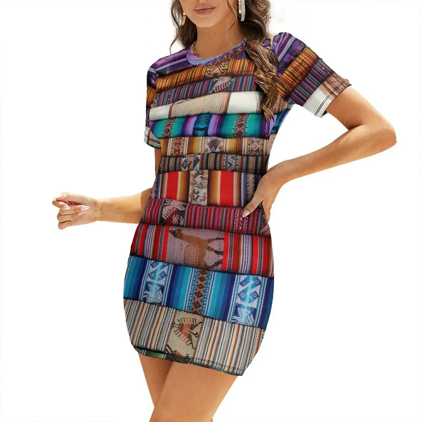 

Peruvian Blankets Short-Sleeved Dress summer dress woman 2026 trendy party dresses women