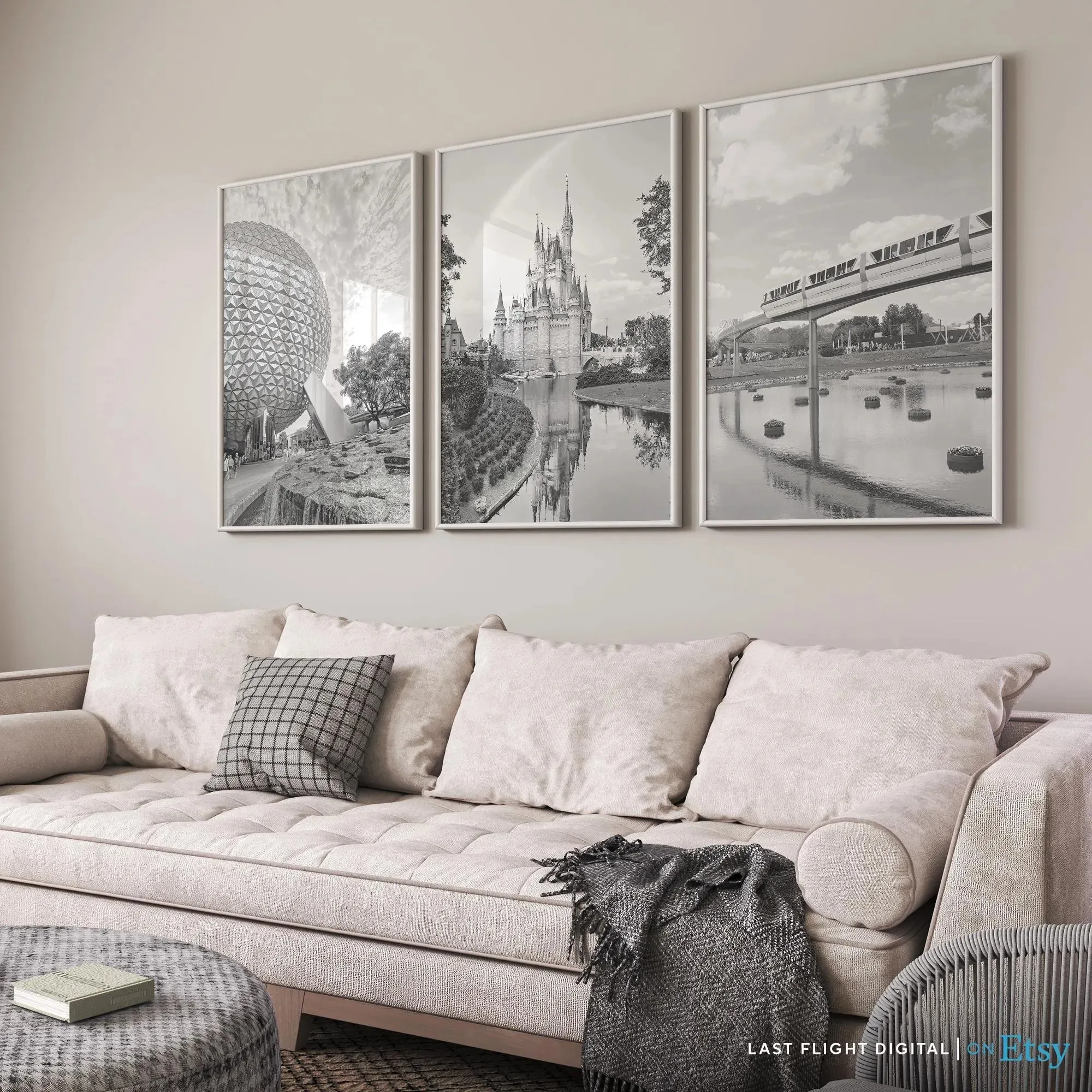 

Orlando Posters (Set of 3) Magic Kingdom Black and White Photos Mickey Mouse Castle Epcot Posters Disney Prints Florida Posters